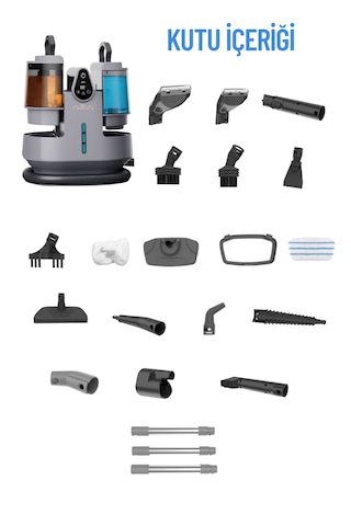 Mogotech Mg-201 Premium - Sesli Komutlu Buharlı Temizlik Makinesi Mop Başlıklı Halı & Koltuk Yıkama Makinesi