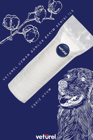Veturel Kedi Göz Temizleme Solüsyonu Akıntı Alerji Kızarıklık Gözyaşı Lekesi 100ml Disk Pamuk 50li