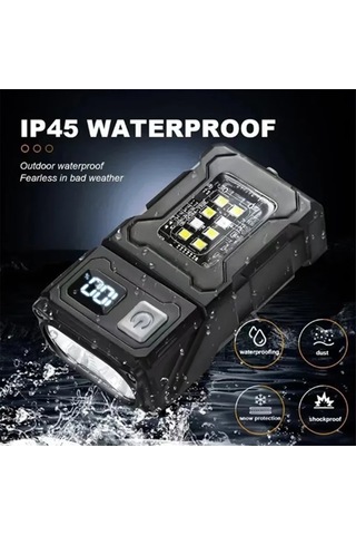 Mını Usb Şarj Edilebilir Led El Feneri Taşınabilir Kuyruk Mıknatıslı El Feneri Siyah