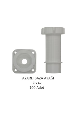 Ayarlanabilir Plastik Baza Ayağı 10-15 Cm, Beyaz, Çok Amaçlı Dolap Ayağı 100 Adet Beyaz