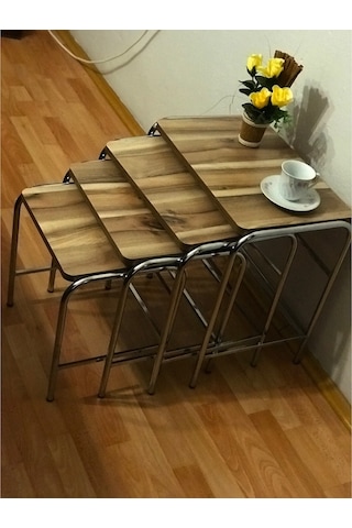 Ceviz Renkli Zigon Sehpa 4'Lü