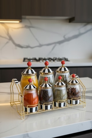 Kapris Harmony 15 Parça Desenli Cam Baharat Seti Lvn 39741 Şeffaf