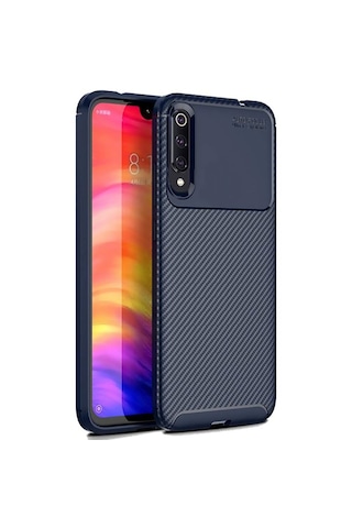 Xiaomi Mi 9 Karbon Desenli Negro Silikon Kılıf Lacivert