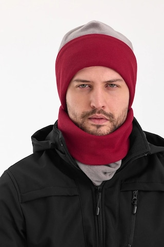 Hünkar Sytle, Çift Renk Çift Kat Katlanabilir Yumuşak Erkek Bere Boyunluk Takım - Standart / Gri-bordo Gri-bordo