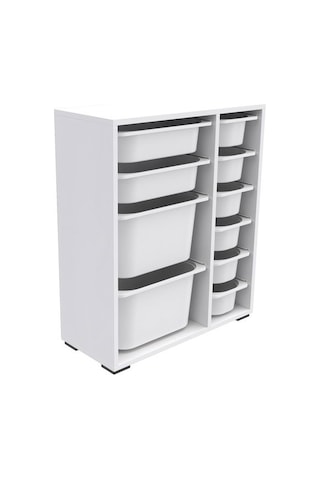 Pratico 10 Sepetli Çok Amaçlı Oyuncak Dolabı - Beyaz - 83x30x45,5 Cm Beyaz