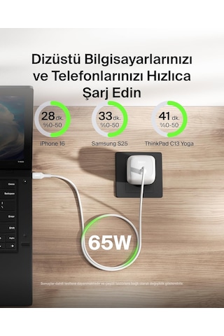 Belkin Usb-c Duvar Şarj Cihazı, 65w, Hızlı Şarj Bloku, Tip C Tele