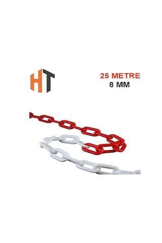 Plastik Zincir Kırmızı-beyaz Kalın 8mm 25 Metre