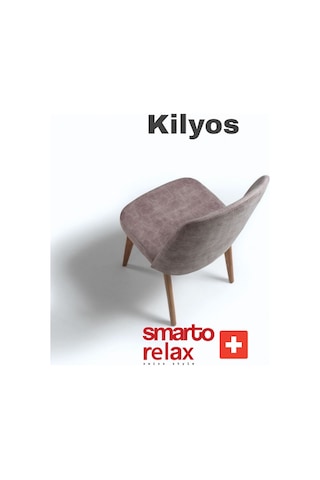 Smarto Relax Kilyos 2'li Yemek Masası Sandalye Seti - Ahşap Ayaklı, Mor Kumaş Pembe Ve Kahverengi