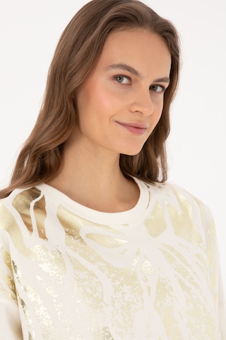 U.S. Polo Assn. Kadın Krem Jakarlı Bisiklet Yaka Sweatshirt 50312188-VR256
