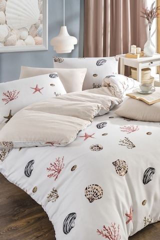 Veramoni Soft Dreams Kumsal Çift Kişilik Pamuklu Desenli Nevresim Takımı - Krem