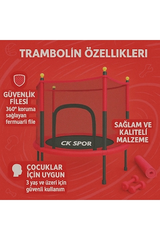 Fileli Büyük Boy Trambolin 140 Cm Çap Korumalı Kolay Kurulum Cks448