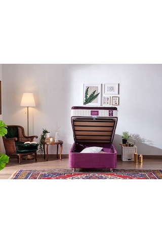 Nironyatak Niron Purple Yatak Seti 80X200 Cm Tek Kişilik Yatak Baza Başlık T