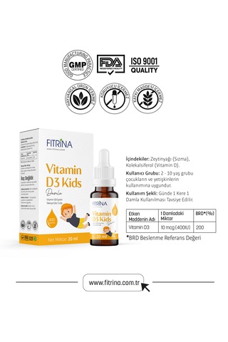 Fıtrina Vitamin D3 Kids Damla 20 Ml