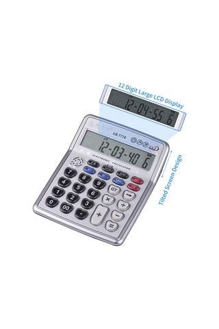Singree 12 Haneli Büyük Ekranlı Hesap Makinesi - Çince Sesli, Müzik Çalma, Zaman/tarih Ayarı, Alarm, Çift Katlı Tuşlar Pil Yok Gümüş