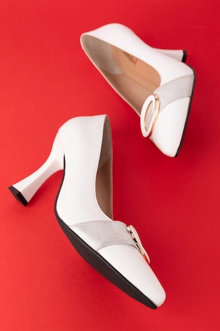 Gondol Kadın Hakiki Deri Stiletto Ayakkabı Ast.6201 Beyaz