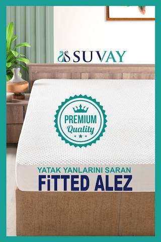 Premium Ultra Soft Sıvı Geçirmez Fitted Full Kenar Alez Tek Çift Kişilik Beyaz Renkli Yatak Koruyucu Beyaz