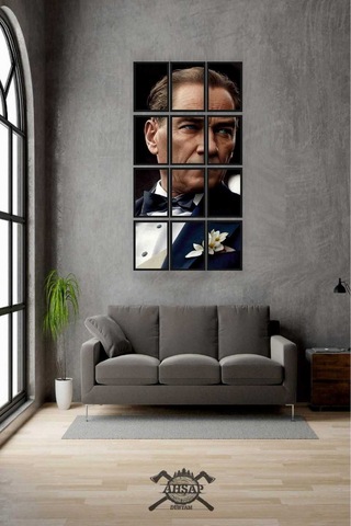 12 Parça Puzzle Yeni Atatürk Atam Çerçeve Görünümlüı Mdf Tablo Duvar Süsü Hediyelik Eşya Renkli - 596129247 Renkli