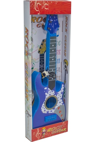 Rock Gitar Oyuncak Metal Telli 45 Cm Mavi