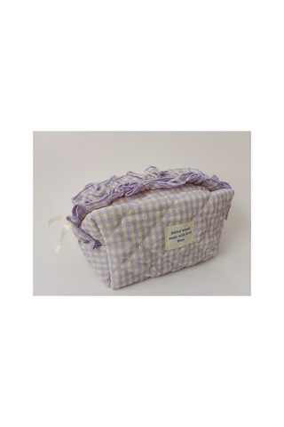 Mor Pötikare Firfirli Makyaj Çantası 17x10x11 Cm