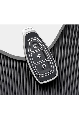 Lüx Ford Focus Fiesta Kuga Mondeo Smax Cmax Ecosport Nano Anahtar Kılıfı Siyah Silver Gümüş Renk
