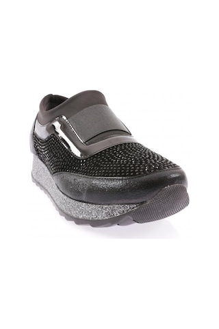 Dgn Akt-03-23y Kadin Kalin Taban Silver Taşli Sneakers Ayakkabi AKT-03-1563-R1534 Siyah