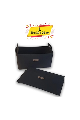 Organizer Kutu L Boy 2 Li Set 40x30x20 Cm Büyük Hacimli Dolap & Oda Düzenleyici Siyah