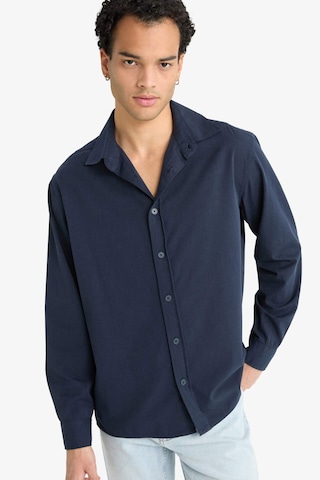 Defacto Regular Fit Polo Yaka Dokuma Uzun Kollu Gömlek F6341ax25aunv163 Lacivert