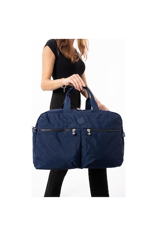Seyehat Spor Çantası Kabin Boy Valiz 45 35 Cm Omuz Ve Çapraz Askılı Hafif Klinkır Çanta Su İtici Lacivert