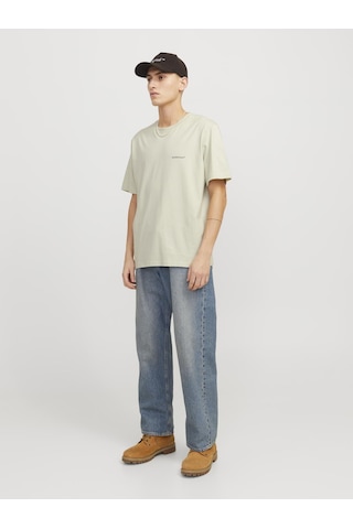 Jack & Jones Erkek Sirt Baskili Bisiklet Yaka Tisört - Split - 12297539 Celadon Tint