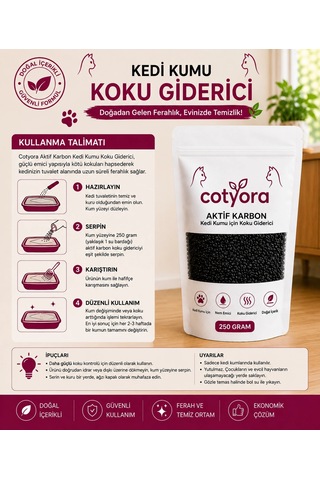 Active Carbon Kedi Kumu Koku Giderici 500 Gr Kedi Kumu İçin Aktif Karbonlu Koku Hapsedici