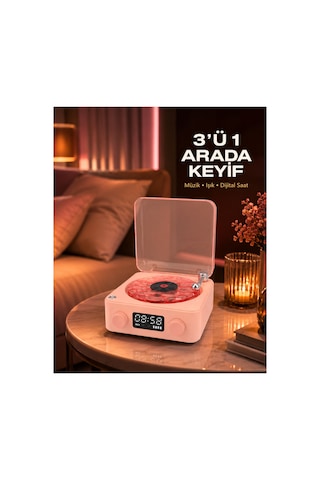 Astraltech Gece Lambası Stereo Bluetooth Hoparlör Dijital Saat Su Dalgası Efektli 3-ü-1 Cihaz