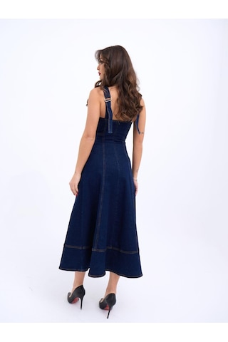 7090 Kot Elbise-mavi Mavi