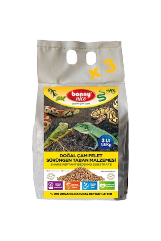 Bonny Nice Doğal Çam Pellet Sürüngen Taban Malzemesi 3 l x 3 Pk