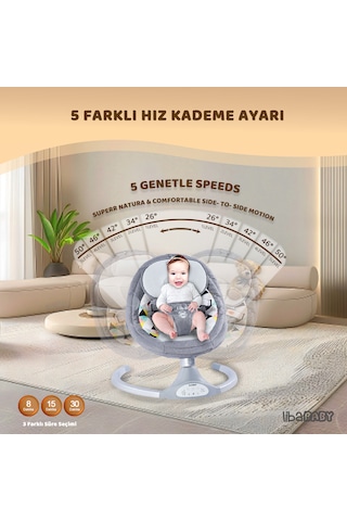 Libababy Koala Elite Elektrikli Otomatik Sallanan Ana Kucağı - Gri