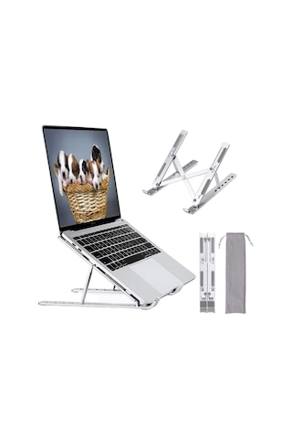 Katlanır Alüminyum Notebook Standı Ayarlı Laptop Tutucu Apple Uyumlu MacBook