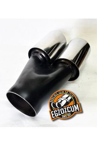 60 Mm. Krom Düz Eşit Dual Çift Çıkışlı Paslanmaz Egzoz Eksoz Ucu