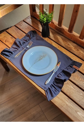 Serra Saten 2 Kenar Fırfırlı Antrasit Vintage Amerikan Servis 30x50