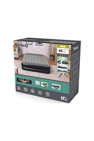 Bestway Pavillo 67403 Çift Kişilik Şişme Yatak Pompa 203x152x38 Gri - Siyah