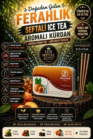 Mucize 2"li Set Şeftali-buzlu Çay Aromalı Kürdan Metal Kutu+doypak