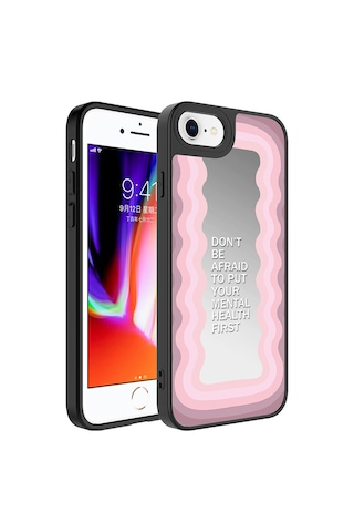 Goocamp Apple Uyumlu iPhone 8 Plus Kılıf Aynalı Desenli Kamera Korumalı Parlak Mirror Kapak - Ayn Ayna