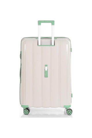 Mçs 3lü Set Kırılmaz Silikon Seyahat Valizi Bavulu V305 Kemik Su Yeşili Bej