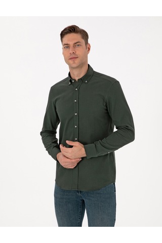 Pierre Cardin Erkek Koyu Haki Gömlek Desenli 50311562-vr111 Koyu Haki