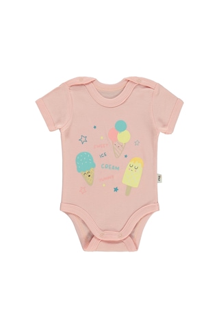 Civil Baby Dondurma Baskılı 1-36 Ay Çıtçıtlı Badi - Pembe Soft Pembe