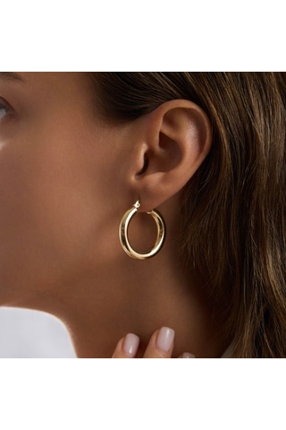 14k Altın Halka Küpe 4 Mm 3.0 Cm T14315 Renkli