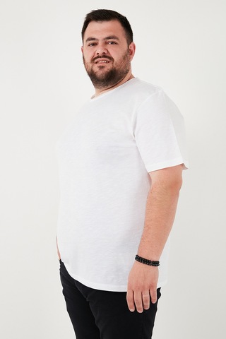 Buratti Pamuklu Regular Fit Büyük Beden Erkek T Shirt 59020001B Beyaz