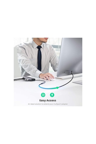 Ugreen 100W USB 3.1 Gen2 10Gbps 4K 60Hz Görüntü Aktarımı Type-C to Type-C Örgülü Uzatma Kablosu 1 Metre