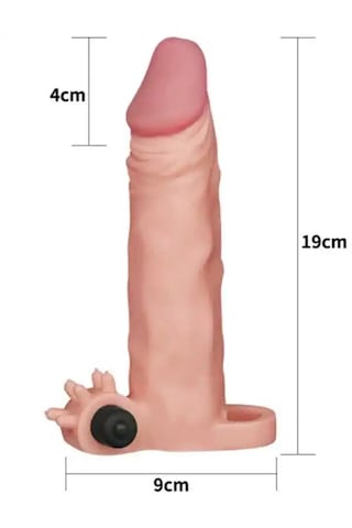 Fastieshop Titreşimli Realistik Penis Kılıfı - 4 Cm Uzatmalı