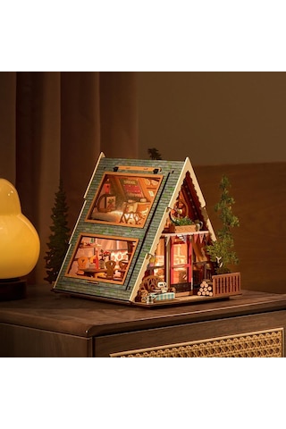 Rolife Dg181 Üçgen Tiny House A-frame Cabin Dıy Minyatür Maket Model Seti Mini Dollhouse 3d Model Kit Detaylı Dekoratif Hobi Seti 3d Puzzle