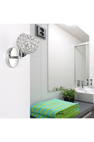 Hangfox Gümüş Kristal Duvar Lambası - G9 Işık Kaynağı, 3 Renkli, Parlaklama Yok, Metal Gövde, 110v-130v, Yatak Odası/otel/geçit Için Gümüş