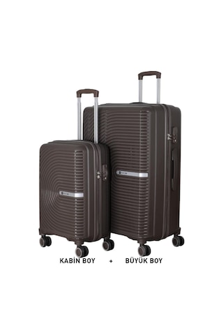 Mçs Bavul Büyük Ve Kabin 2li Set Kırılmaz Silikon Valiz V374 Acıkahve Kahverengi